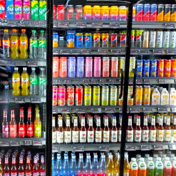 After: organized beverage aisle with SuperVario system